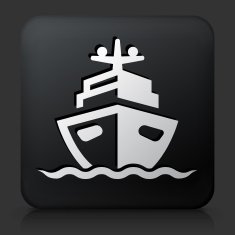 Black Square Button with Boat Icon