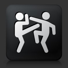 Black Square Button with Fighting Icon