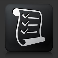 Black Square Button with Checklist Icon N2
