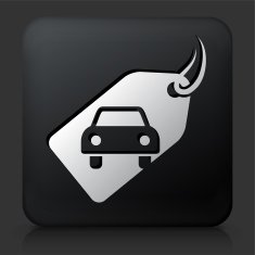 Black Square Button with Car Tag Icon