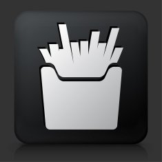 Black Square Button with French Fries Icon N3