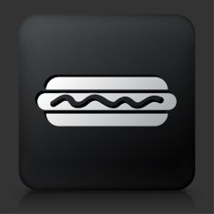 Black Square Button with Hotdog Icon N3