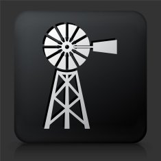 Black Square Button with Farm Icon