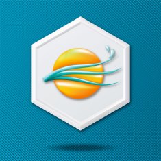 White 3D Hexagon Icon On a Blue Crosshatch Background N32