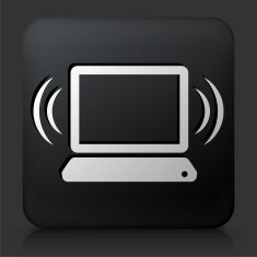 Black Square Button with Computer Signal