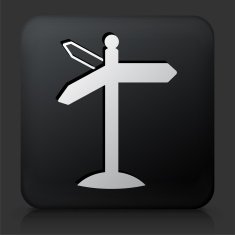 Black Square Button with Street Sign