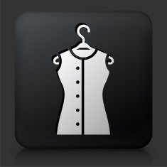 Black Square Button with Shirt on Hanger