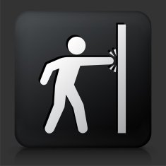 Black Square Button with Punching Wall Icon