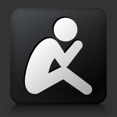 Black Square Button with Depressed Stick Figure