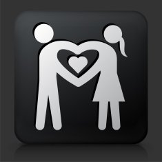 Black Square Button with Couple Icon N3