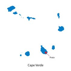 Detailed vector map of Cape Verde and capital city Praia N2
