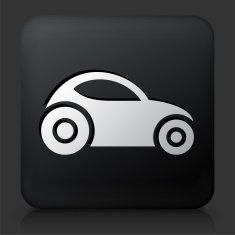 Black Square Button with Futuristic Car