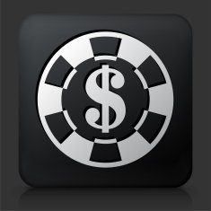 Black Square Button with Casino Chips N2