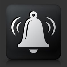 Black Square Button with Ringing Bell