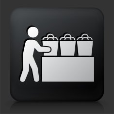 Black Square Button with Harvest Icon N4