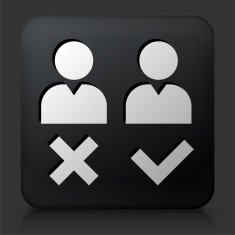 Black Square Button with Person Approval & Rejection free image download