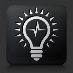 Black Square Button with Lightbulb Icon