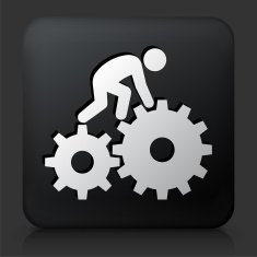 Black Square Button with Climbing Gear Icon N3