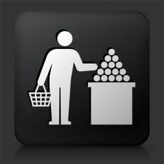 Black Square Button with Customer Shopping N3