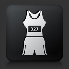 Black Square Button with Running Outfit Icon N2