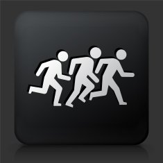 Black Square Button with Running Icon N2