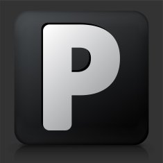 Black Square Button with Letter P N2