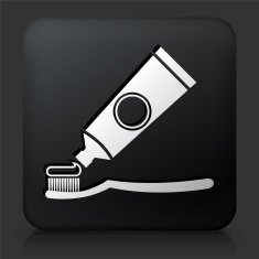 Black Square Button with Tooth Brush & Paste Icon