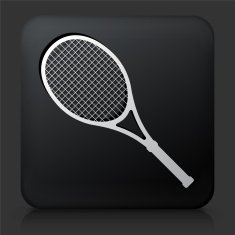Black Square Button with Tennis Icon N8