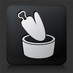 Black Square Button with Chicken Wing & Dip