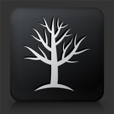 Black Square Button with Tree Icon N30