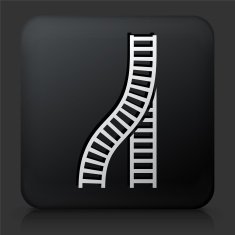 Black Square Button with Train Tracks Icon N3