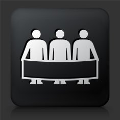 Black Square Button with Protest & Banner