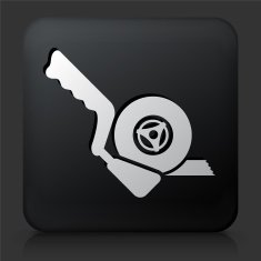 Black Square Button with Moving Carriage Icon N4