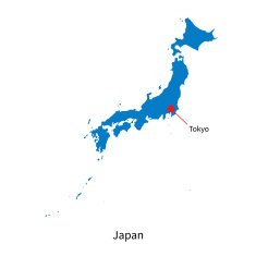 Detailed vector map of Japan and capital city Tokyo N2