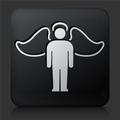 Black Square Button with Angel