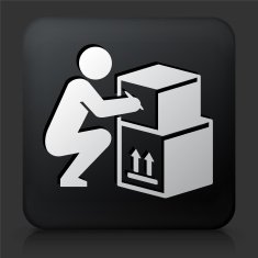 Black Square Button with Moving Icon N2