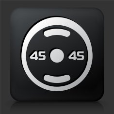 Black Square Button with Weights Icon