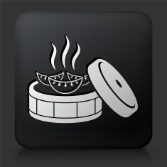 Black Square Button with Japanese Dumpling