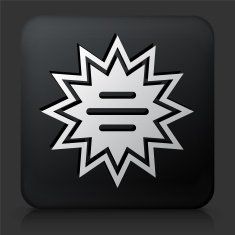 Black Square Button with Explosion Icon N2
