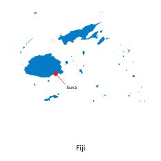 Detailed vector map of Fiji and capital city Suva N2
