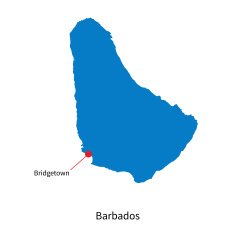 Detailed vector map of Barbados and capital city Bridgetown N2
