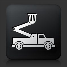 Black Square Button with Truck & Lift