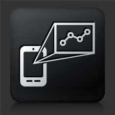 Black Square Button with Chart Icon N5