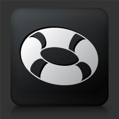 Black Square Button with Life Saver Icon N3