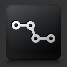 Black Square Button with Molecular Structure