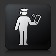 Black Square Button with Graduate Holding Tablet N2