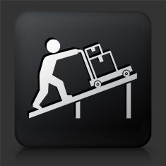 Black Square Button with Moving Icon N3