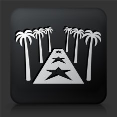 Black Square Button with Red Carpet & Palms
