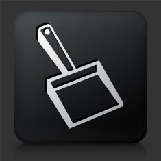 Black Square Button with Dust Pan Icon N2