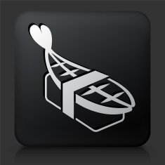 Black Square Button with Nigiri Sushi N2